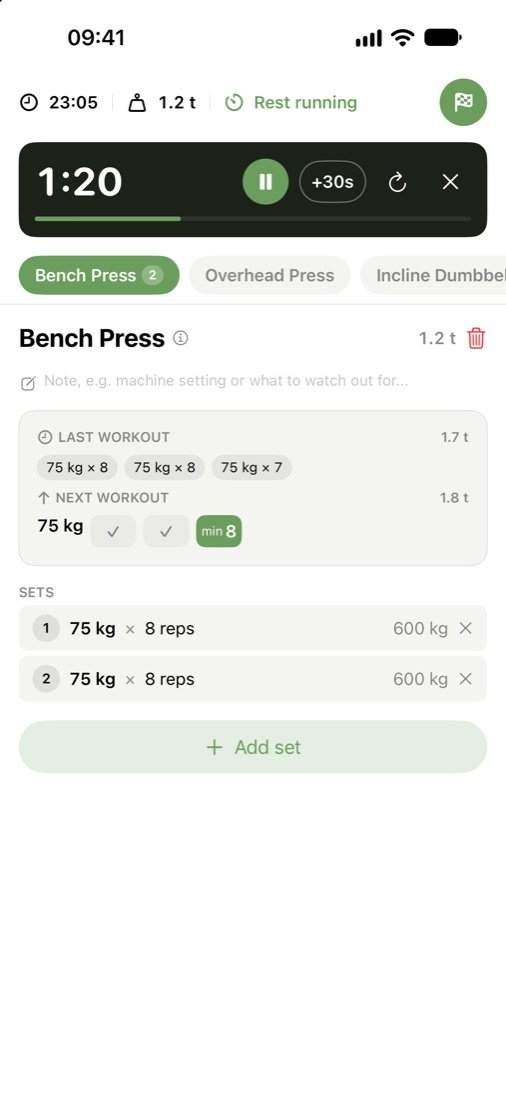 Oraki app – workout in progress